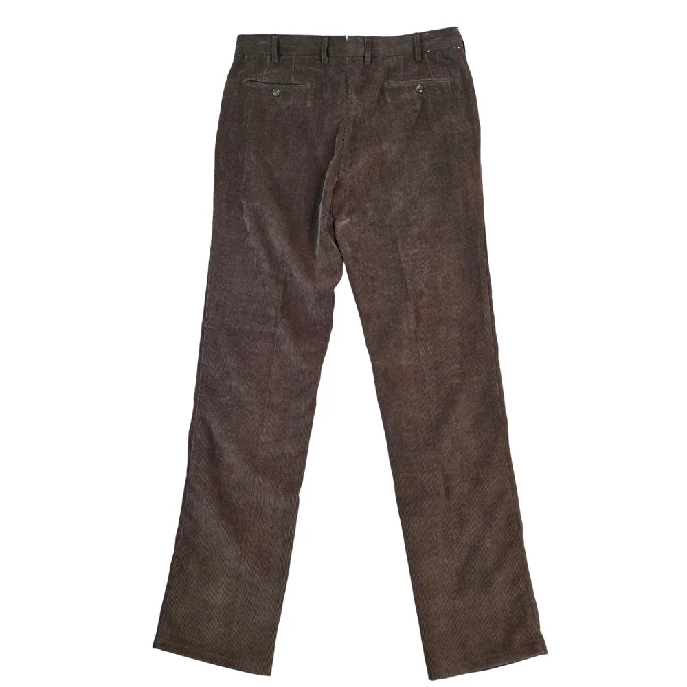 Peter Millar Nanoluxe Brown Corduroy Pants Mens 36x35 Straight Leg Flat Front
